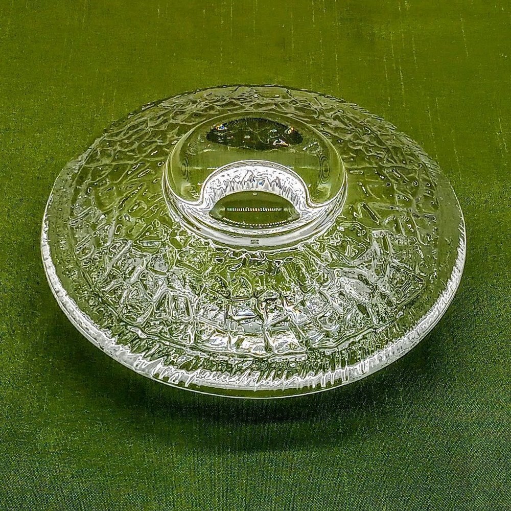Signed Orrefors Discus Clear Crystal Candle Holder